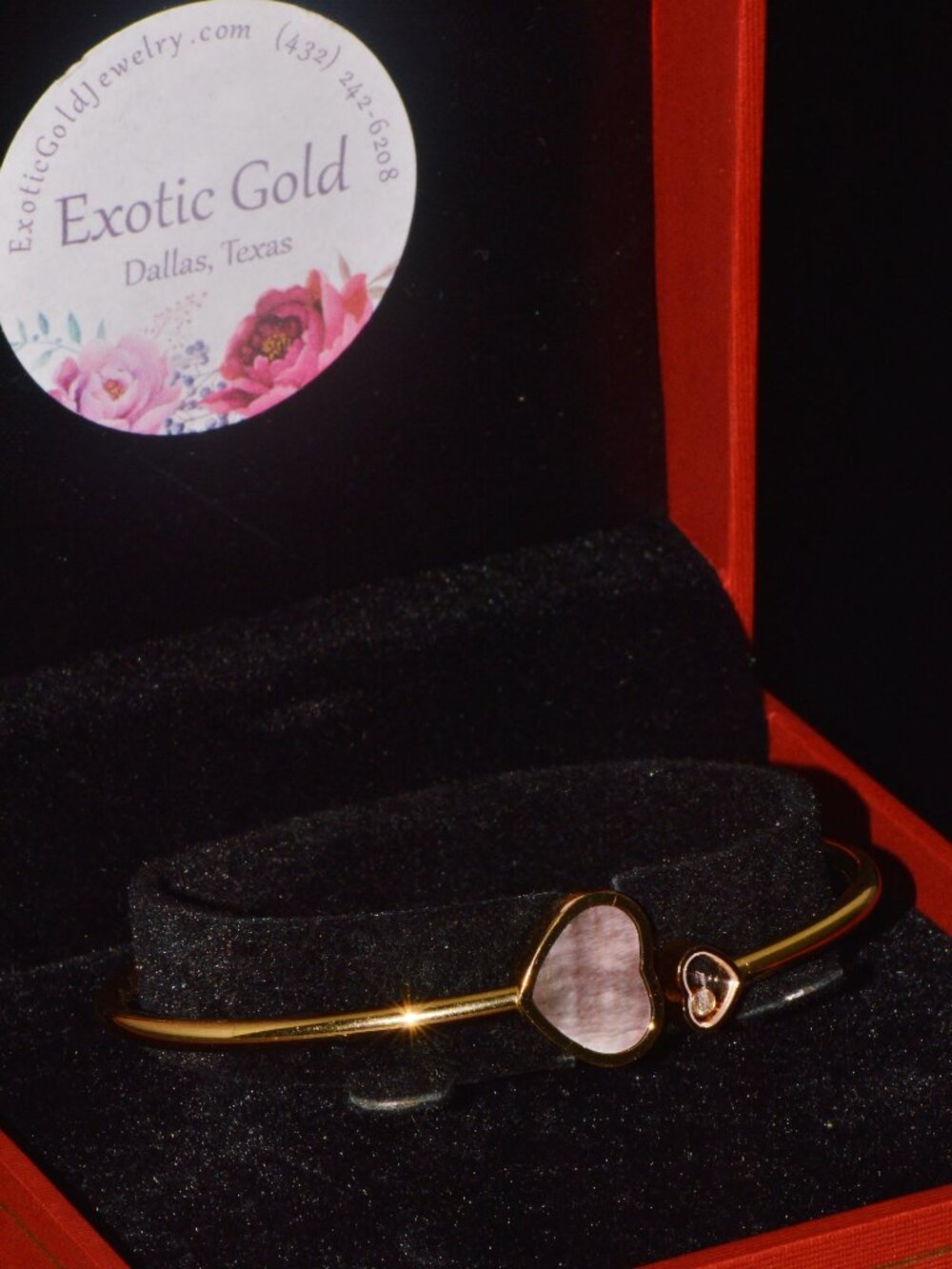 Chopard Happy Hearts Tahitian Mother-of-Pearl Diamond 18K Rose Gold Bangle - Picture 16 of 16